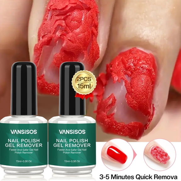 Vansisos Gel Nail Polish Remover, (2pcs) Gel Polish Remover for Nails, No Need for Foil, Quick & Easy Polish Remover in 3-5 Minutes