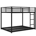 thumbnail image 5 of Low Bunk Bed Full over Full, Metal Bunk Bed Frame with Full-Length Guardrails and Side Ladder, Heavy Duty Floor Bunk Bed, Space-Saving Loft Bunk Bed, No Box Spring Needed, Black, 5 of 7