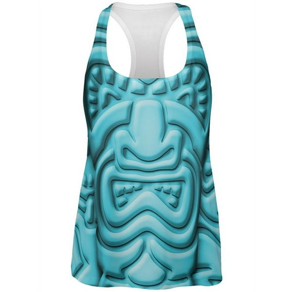 Tiki God Blue Face Luau All Over Womens Work Out Tank Top Multi 2XL
