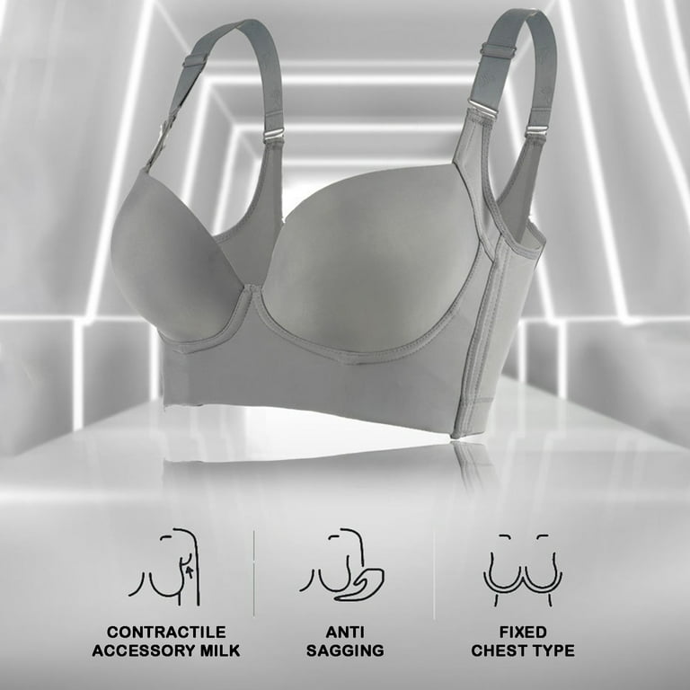 SELONE 2023 Bras for Women Push Up No Underwire for Sagging Breasts  Breathable Ladies Fashion No Steel Ring Seven Breasted Lift Breasts  Underwear Everyday Bras for Women Sports Bras for Women Gray