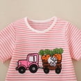 thumbnail image 5 of Kaprioy My First Easter Baby Boy Outfit Boys Eeaster Outfit Short Sleeve Bunny Carrot Smocked T-shirt Elastic Waist Shorts Summer Clothes Carrot Car Embroidered Outfit Striped Set, 5 of 6