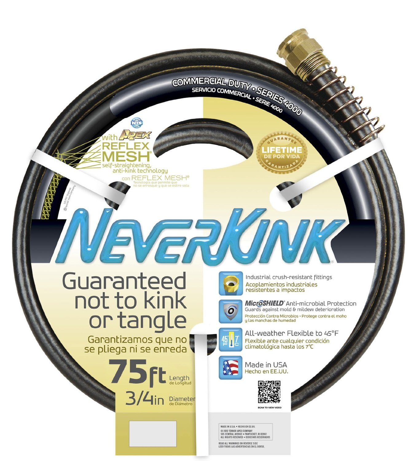 Neverkink 9884-075 Commercial Duty Garden Hose, 3 4" x 75' by Teknor Apex