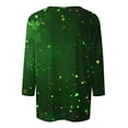 thumbnail image 4 of Diufon T-Shirts de la Saint-Patrick pour Femmes, Grande Taille, Imprimé Trèfle, Manches 3/4, Col Rond, 4 of 5