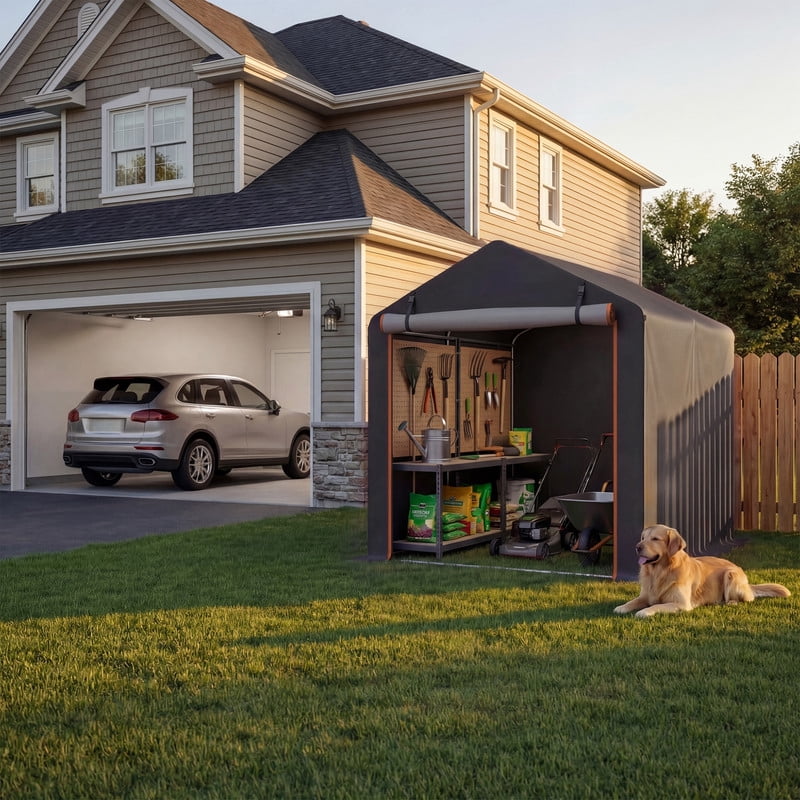 Homall Outdoor Canopy Storage Shed 3x6x5 ft, Silver, Portable