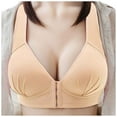 thumbnail image 2 of khonts,Women's Deep V Plunge Front Closure Bras Comfort Seamless Padded Bra Support Push up Wireless Bralette Beige 36, 2 of 3