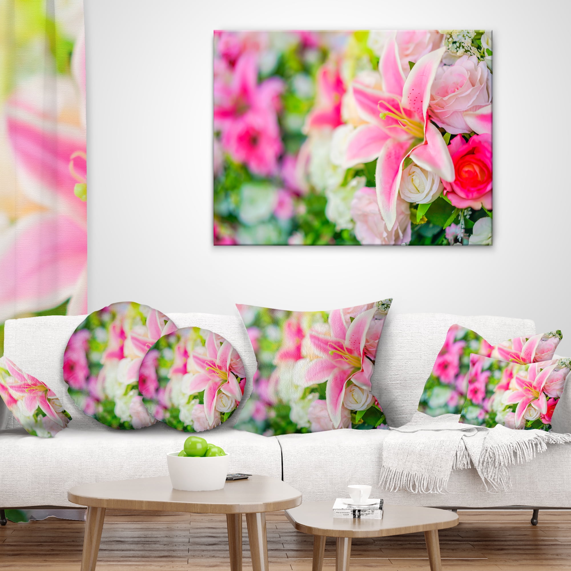 Designart Beautiful Lily Flowers in Bouquet - Floral Throw Pillow - 12x20