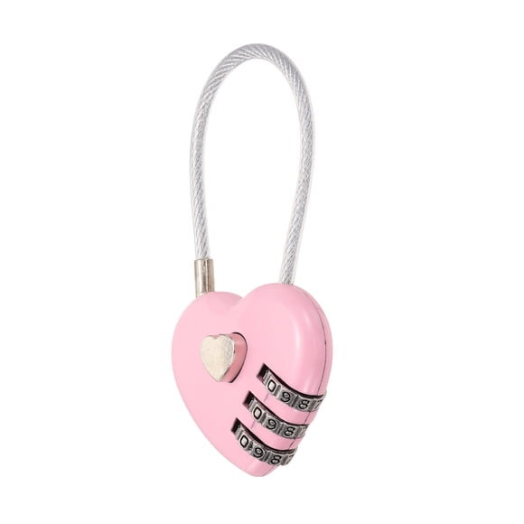 Uxcell Candado de Combinación de 1 Paquete, Aleación de Zinc, Candado de Combinación de 3 Dígitos en Forma de Corazón para Equipaje, Candado Sin Llave para Uso Exterior [Rosa]