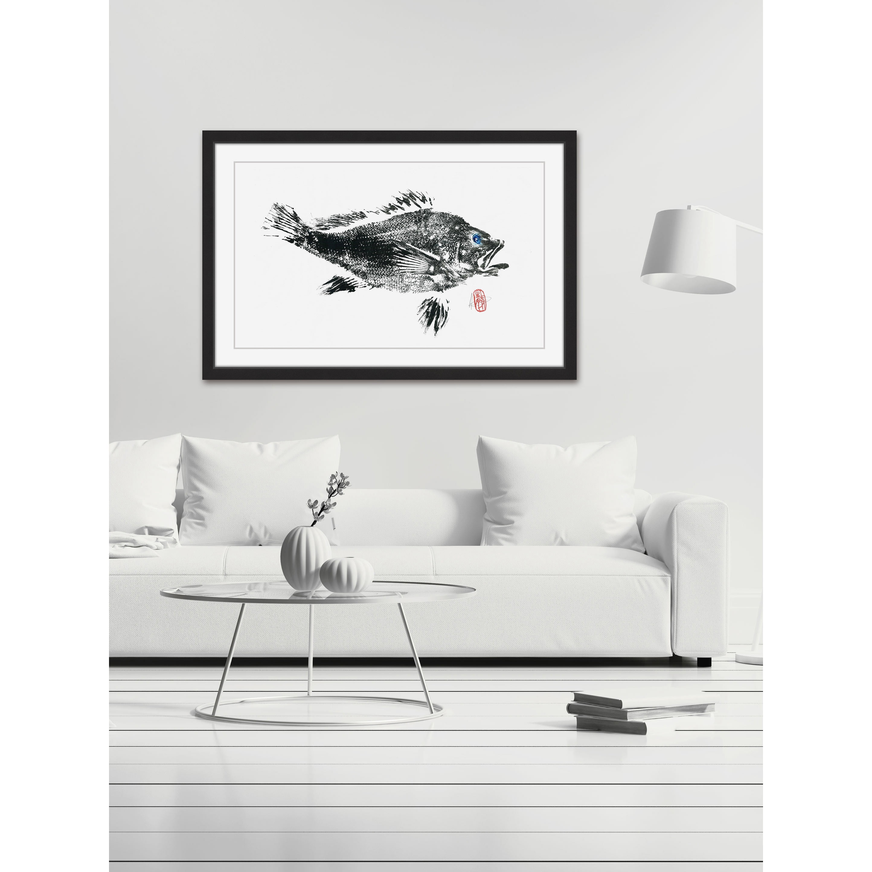 "Large Black Bass" Framed Painting Print