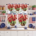 thumbnail image 2 of 4th of July Kitchen Curtains Valances 3 Piece Set, Begonia Flower Rod Pocket Tier Curtain and Valance Drapes for Small Window 36 Inch Length for Bedroom Cafe, 2 of 9