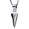 thumbnail image 1 of Collar de punta de flecha para hombre, acero inoxidable, estilo vintage, acabado pulido, colgante único, plata, 1 of 10
