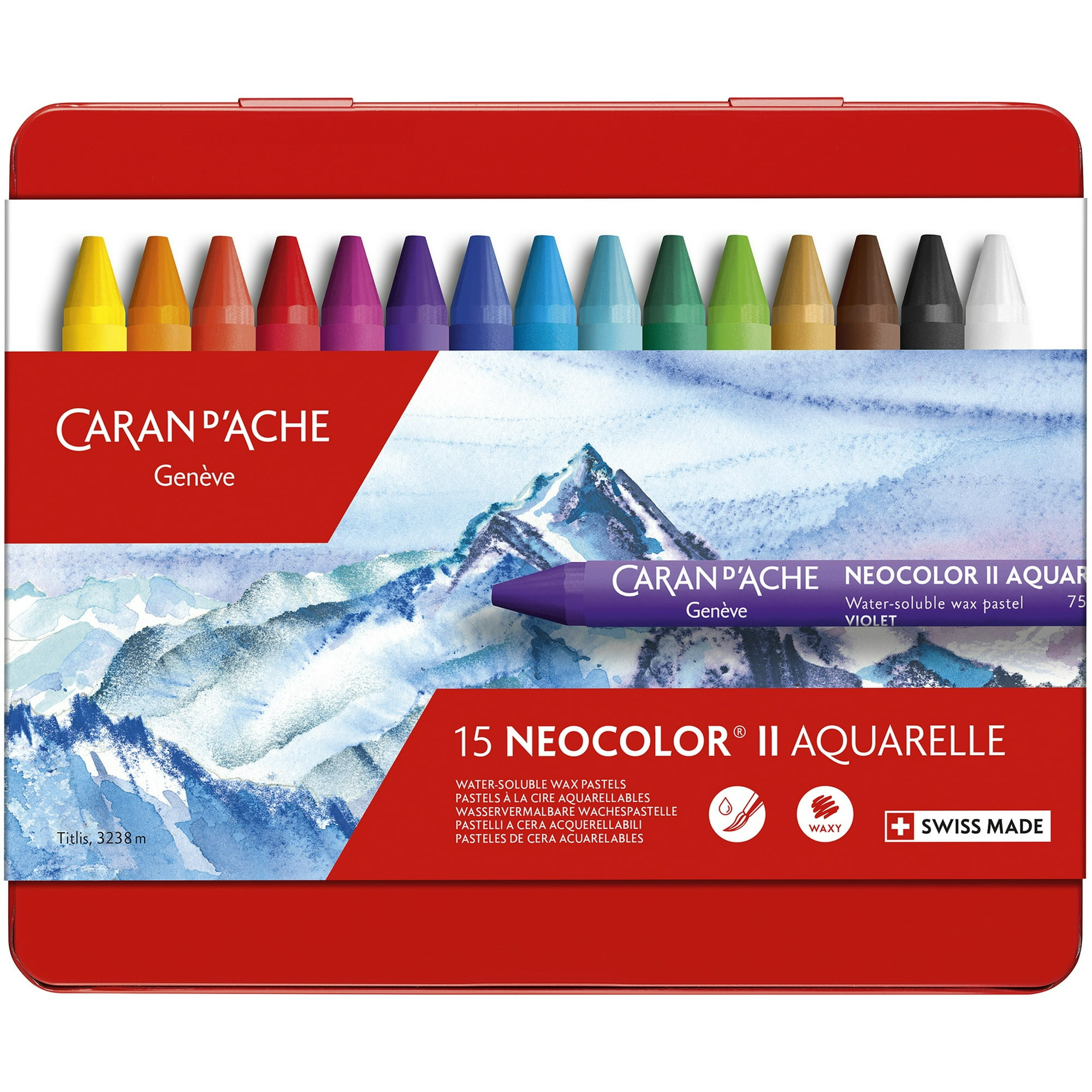 Caran D'Ache NeoColor II Water Soluble Wax Pastel Set 15/Pkg