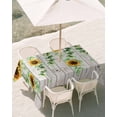 thumbnail image 3 of 60x120 Inch Outdoor Tablecloth with Umbrella Hole Zipper Rectangle Sunflower Rectangular Tablecloths Outside Waterproof Green Botanical Summer Spring Vintage Patio Table Cloth Cover for Picnic Party, 3 of 8