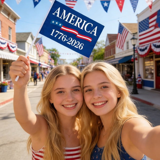 20Pcs America 250th Anniversary Celebration Hand Held Banner Independence Day Celebration Hand Shake Banner For Outdoor Events Party