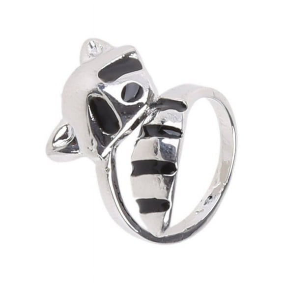 WINDLAND Silver Women Fox Tail Open Ring Cute Raccoon Ring for Xmas Easter Vacations Gift