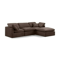 Meridian Furniture Indulge 94" Velvet L-Shaped Modular Sectional in Brown