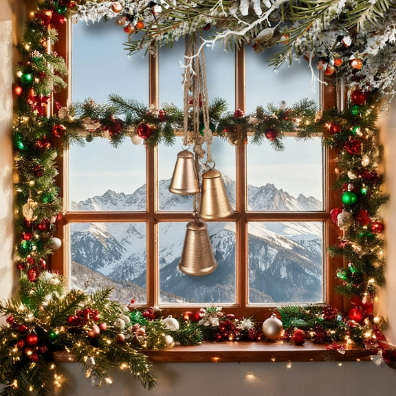 Christmas Bells for Decoration, Metal Vintage Cow Bells with Jute Hanging Rope, Decorative Cow Bell for Weddings, Parties, Christmas Wreath
