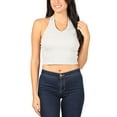 thumbnail image 5 of FashionMille Women's Regular Fit Sleeveless Ribbed Halter Crop Top, 5 of 5