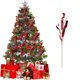 thumbnail image 1 of Hogar y cocina, Decoración del hogar, Decoración navideña, Esquejes largos navideños de 29.52 pulgadas con polvo dorado, decoración para fiestas navideñas, ramas de bolas, lentejuelas de bayas, racimo, 1 of 6