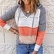 thumbnail image 1 of Suéter con capucha de punto a rayas de estilo europeo y americano para mujer, jersey holgado de manga larga de color para primavera y otoño, 1 of 4