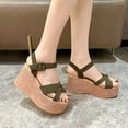 thumbnail image 2 of Njoeus Womens Wedges Sandals Heels Open Toe Platform Buckle Ankle Strap Summer Dress Shoes, 2 of 5