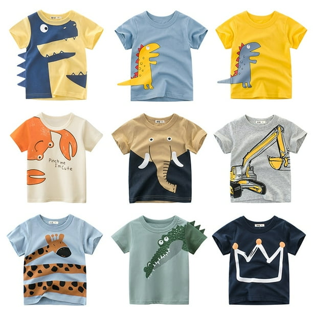 Camiseta para ninos para ninos ninas ninos camisetas para ninos bebes ninos pequenos camisetas de dibujos animados de algodon ropa corta Tan