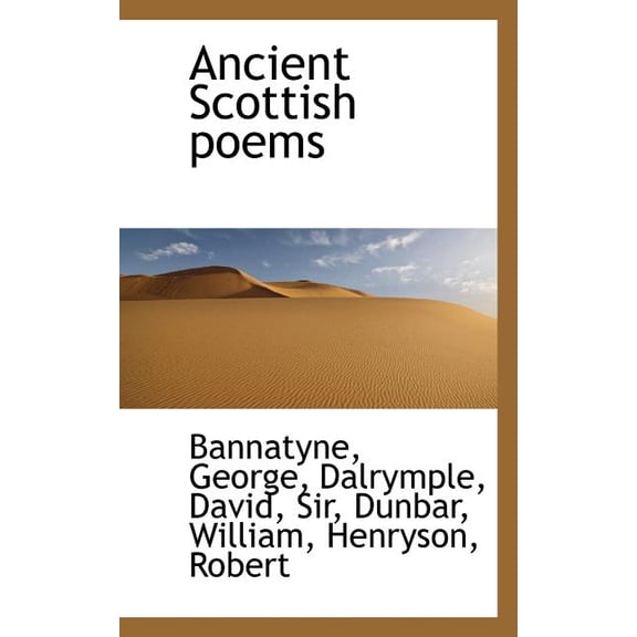 Ancient Scottish Poems Paperback