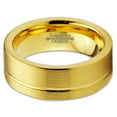 thumbnail image 2 of Charming Jewelers Tungsten Wedding Band Ring 8mm for Men Women Comfort Fit 18K Yellow Gold Plated Flat Cut Brushed Polished Lifetime Guarantee Size 12, 2 of 3