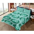 thumbnail image 4 of Ambesonne Monkey Emoji Fitted & Top Sheet Set with Shams, Funny Music Animal, Seafoam Sea Green Teal, 4 of 5
