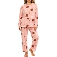 thumbnail image 2 of MVRLSH Pajamas For Women Set Fall Winter Thickened Warm Flannel Set Coral Fleece Long Sleeve 2 Piece Cozy Sleepwear For Cold Nights Pink M-Xxl, 2 of 4