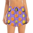 thumbnail image 4 of Lsque Yellow Lemon And Orange Printed Women's Running Shorts with Liner Pockets,Elastic Quick Dry Workout Athletic Gym Yoga Shorts,Womens High Waist Shorts-Medium, 4 of 9