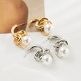 thumbnail image 4 of Hyasfey 1 Pair Women Earrings Multi-layer Irregular Shape Retro Faux Pearl Alloy Electroplated Anti-slip Lightweight Ear Decoration Jewelry Smooth Club Party Hanging Earrings, 4 of 8