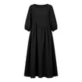 thumbnail image 3 of Omexry Flowy Dresses for Women Women's Summer 4/3 Sleeves Round Neck Pocket Dress Casual Dress Long Skirt, 3 of 3
