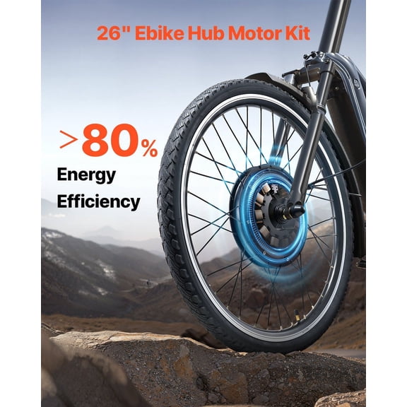 48V 1000W Front Wheel Electric Bike Conversion Kit - High-Speed 420RPM Hub Motor with LCD Display, Upgraded Controller, Throttle and PAS for 26" Road Bikes