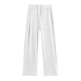 thumbnail image 3 of Pantalones con forro polar Gibobby de pierna recta de terciopelo de cintura alta color blanco S, 3 of 4