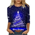 thumbnail image 2 of Holiday Gifts! Titcea Christmas Shirts for Women 3/4 Sleeve Crewneck Glitter Xmas Tree Print Pullover Christmas Sweaters 2024 Fashion Casual Tops, 2 of 4