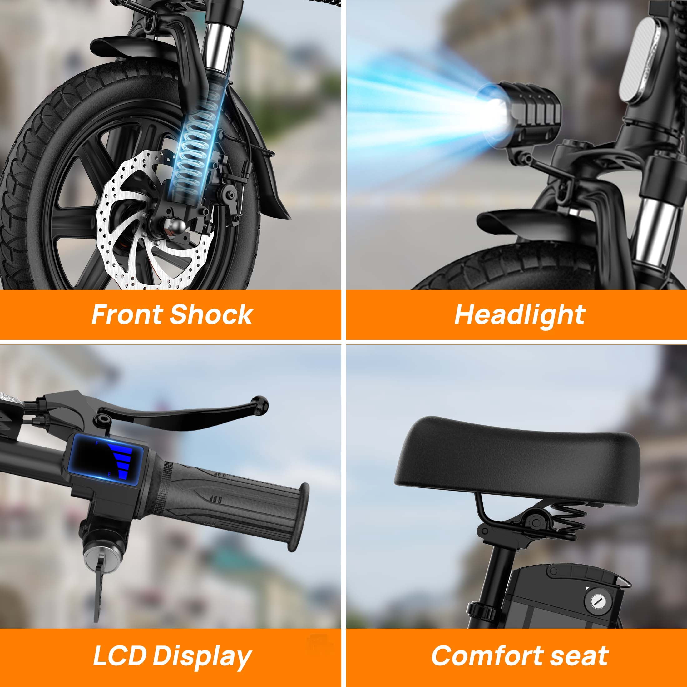URLIFE Folding Electric Bike for Adults, 14" Portable Commuter Ebikes, 20-40 Mile Long Range, 500W Peak Motor, 20MPH,48V 7.5Ah Removable 48V Battery, UL2849 Mini Bike