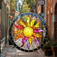 thumbnail image 4 of Boho Sun STAINED GLASS Suncatcher – Vibrant Celestial Sun Face Window Hanging – Colorful Sunburst Art Panel for Garden or Home Decor Gifts, 4 of 9