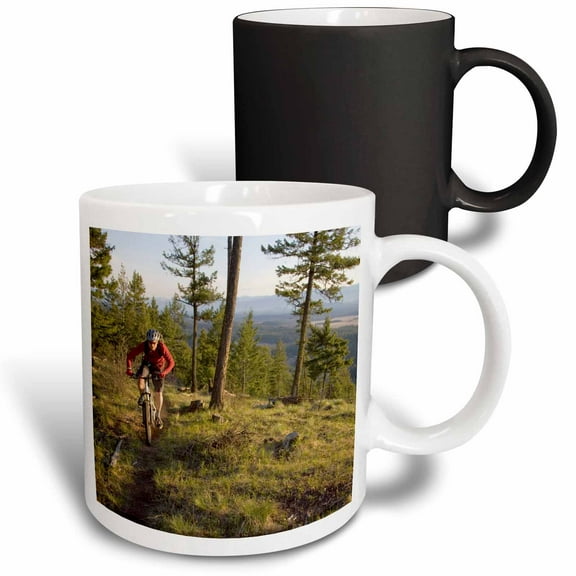 3drose, Bicycling, Mountain Biker, Pig Farm Trails - Us27 Cha0930 - Chuck Haney, 11oz Magic Transforming Mug