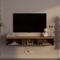 thumbnail image 3 of FFZ Floating TV Stand, Wall Mounted TV Shelf with Led Lights & Power Outlet,High Gloss TV Cabinet for Wood tv Stands for Living Room, 3 of 6