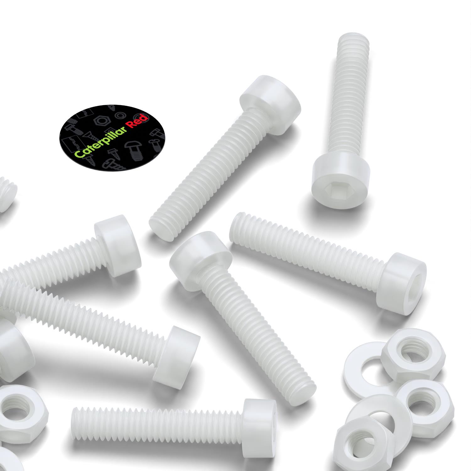 10x PVDF socket head, hex head, plastic machine screws, M3 x 20mm, Bolts, Washers and Nuts, (3/32 x 25/32 in)