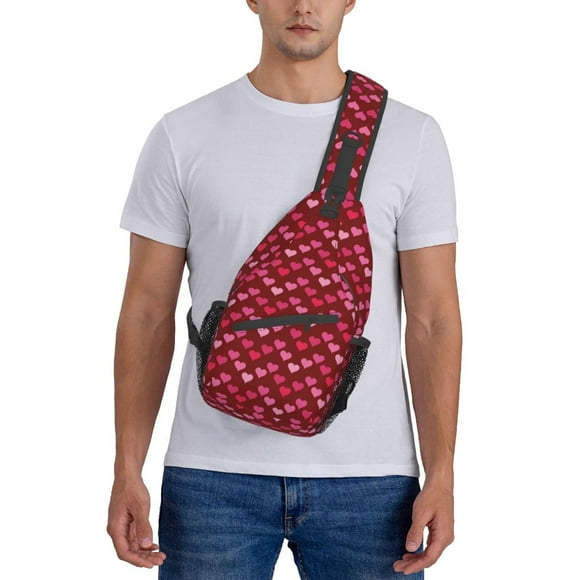 ZICANCN Crossbody Sling Bags for Women Men,Romantic Red Pink Heart Casual Shoulder Backpacks for Travel Sport Climbing Runners Daypack