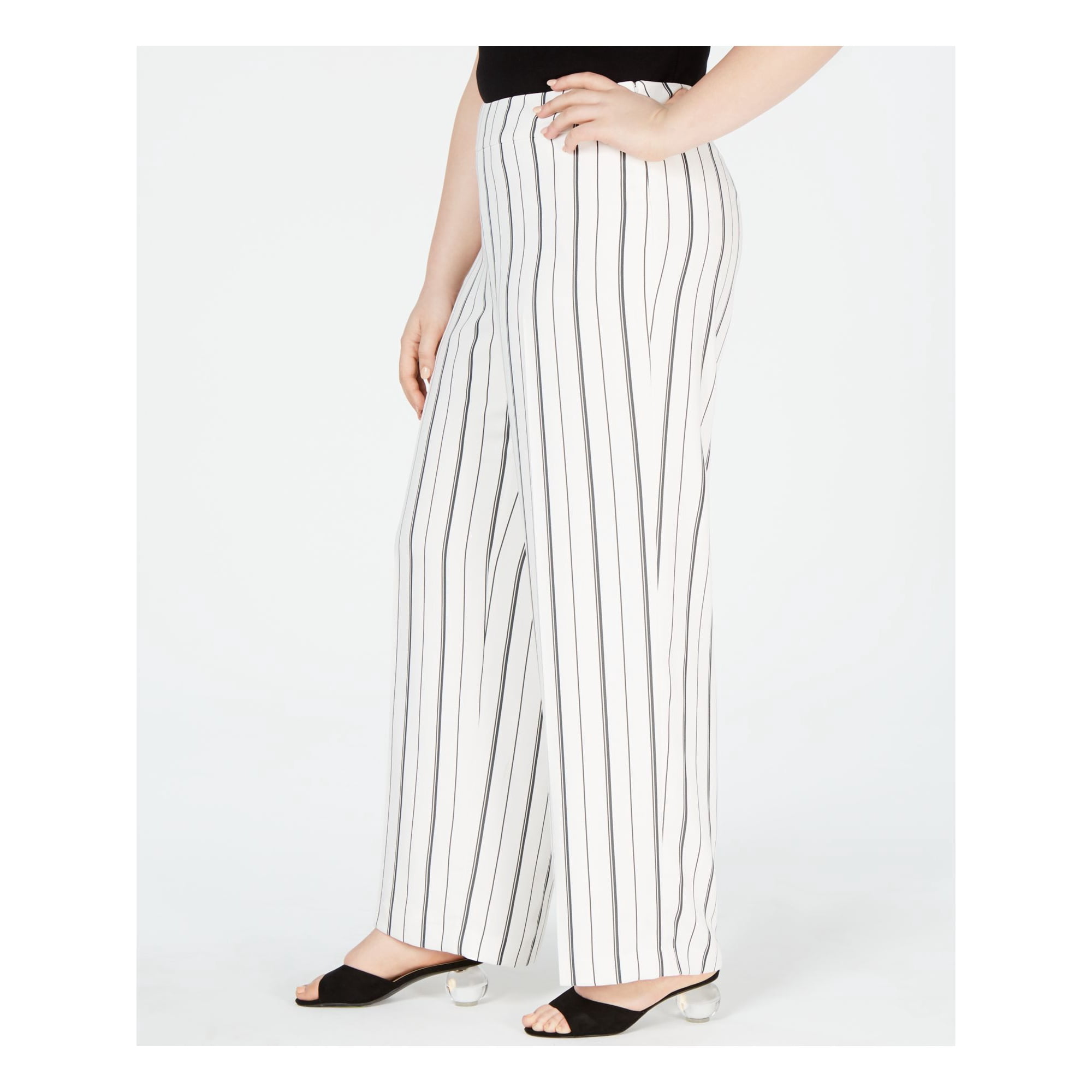 BAR III Womens White Striped Wide Leg Pants 20W