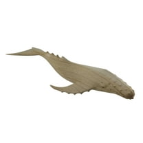 Zeckos Carved Natural Wood Humpback Whale Tabletop Statue 20 inches Long