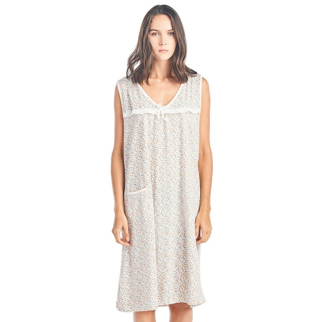 Casual Nights Women's Cotton Sleeveless Nightgown Sleep Shirt Chemise ...