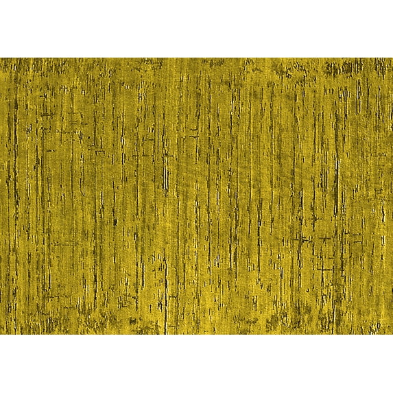 Ahgly Company Machine Washable Indoor Rectangle Solid Yellow Modern Area Rugs, 8' x 12'