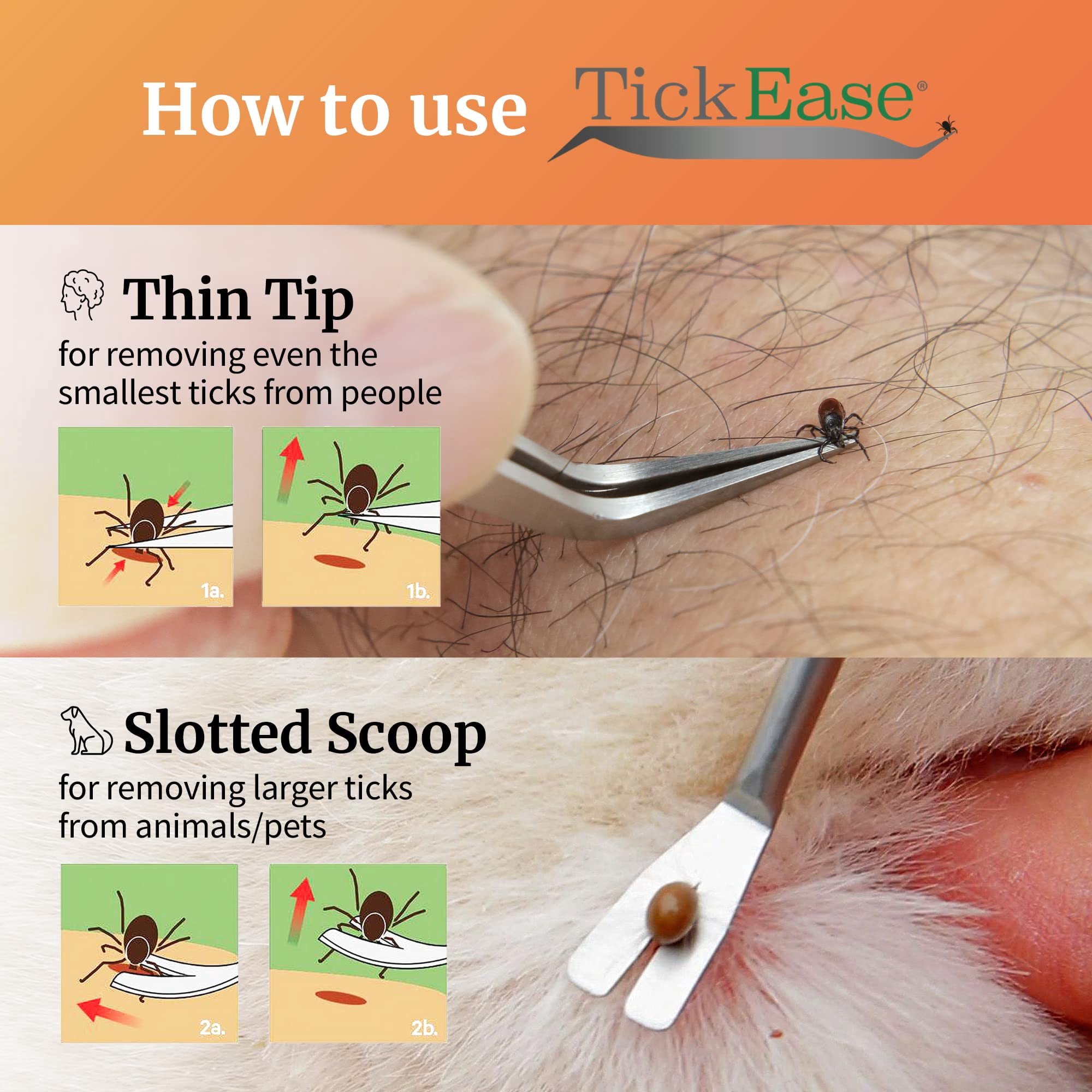 TickEase Tick Remover Dual Tipped Tweezers