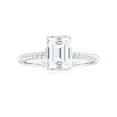 thumbnail image 4 of Rosec Jewels Certified Emerald Cut Moissanite Ring for Engagement 2 Carat - 6X8 mm Solitaire Ring - D-VS1 Grade, 14K White Gold, US 12.00, 4 of 8