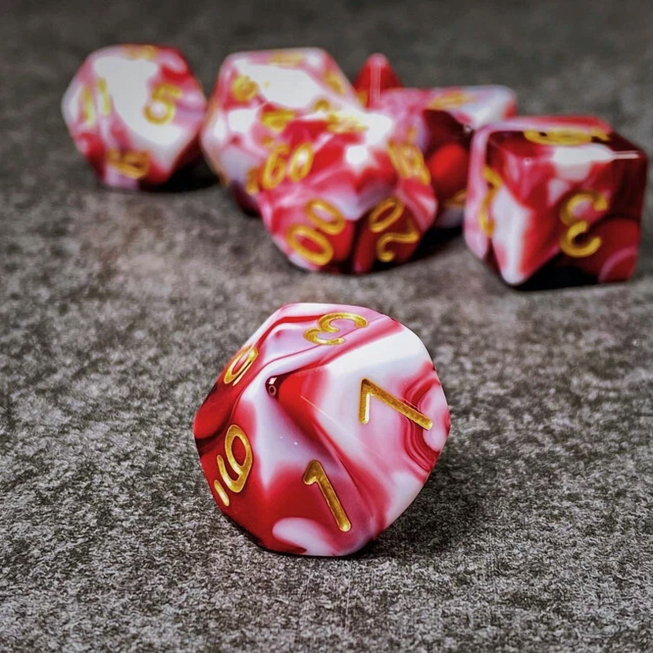 Sage'S Stones - Red/Wht Acrylic Polyhedral Dice Set Games Dnd Dungeons Dragons