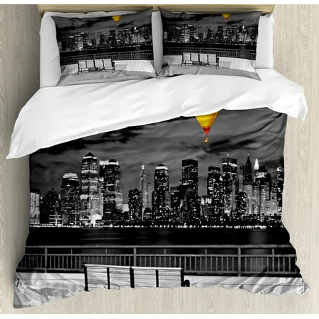 Black And White Duvet Cover Set Nyc Skyline From Liberty State
