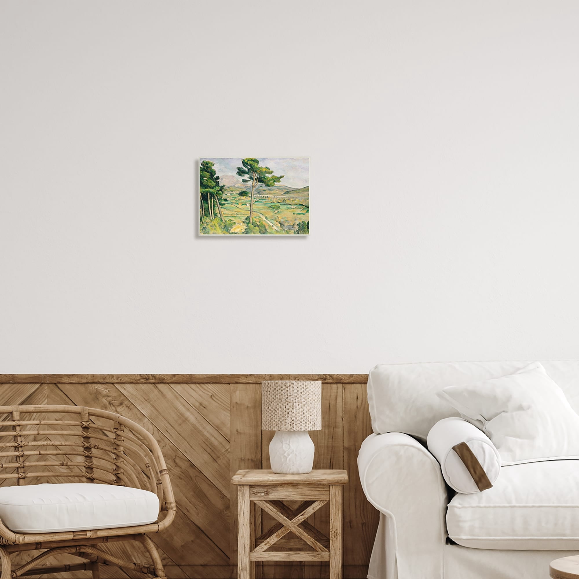 Stupell Industries Rural Green Scenery Distant Bridge Mountain Trees Painting Unframed Art Print Wall Art, Design by Lettered and Lined